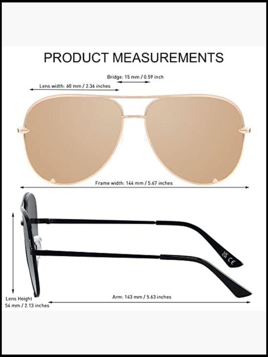 Oversized Aviator Sunglasses UV Protection Metal Frame main image 7